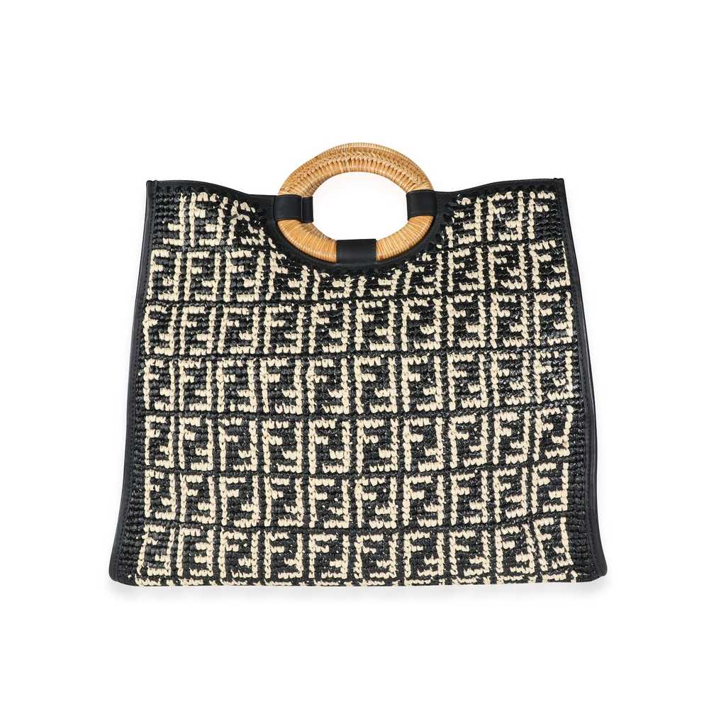 Fendi Fendi Black & White Raffia Large Runaway Sh… - image 3