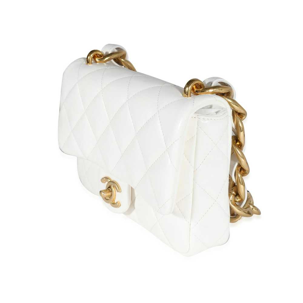 Chanel Chanel White Quilted Lambskin Small Funky … - image 2
