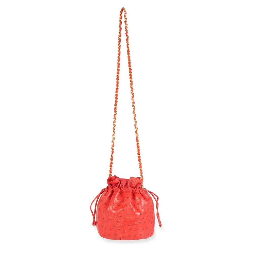 Chanel Chanel Vintage Red Ostrich Leather Drawstr… - image 2