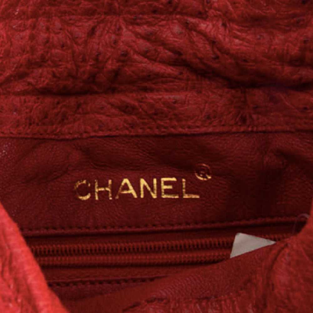 Chanel Chanel Vintage Red Ostrich Leather Drawstr… - image 4