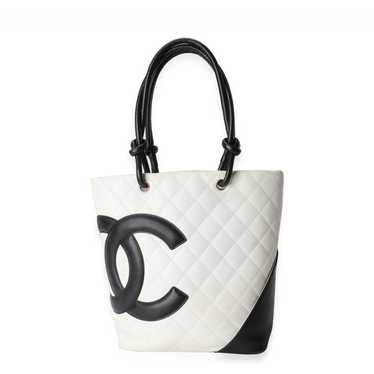 Chanel Chanel White & Black Quilted Calfskin Smal… - image 1