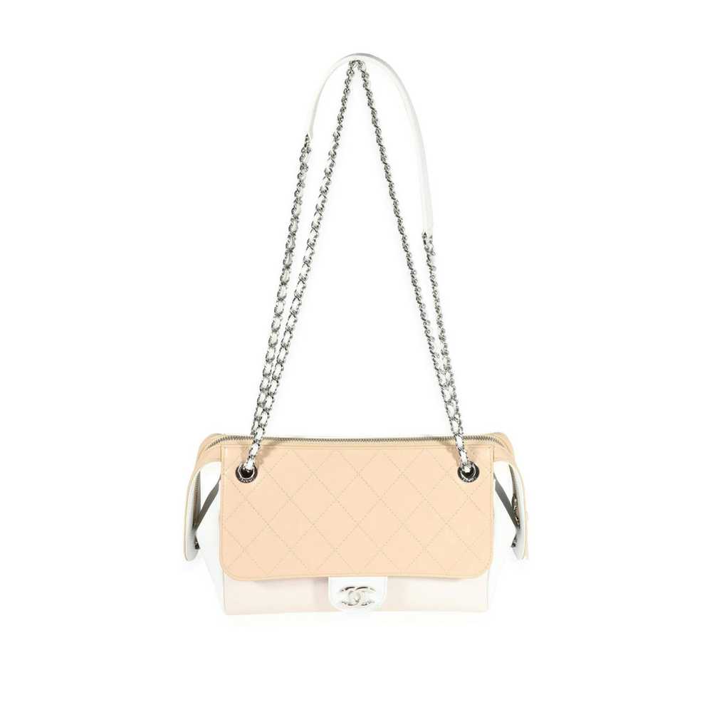 Chanel Chanel White & Beige Quilted Calfskin Flap… - image 4