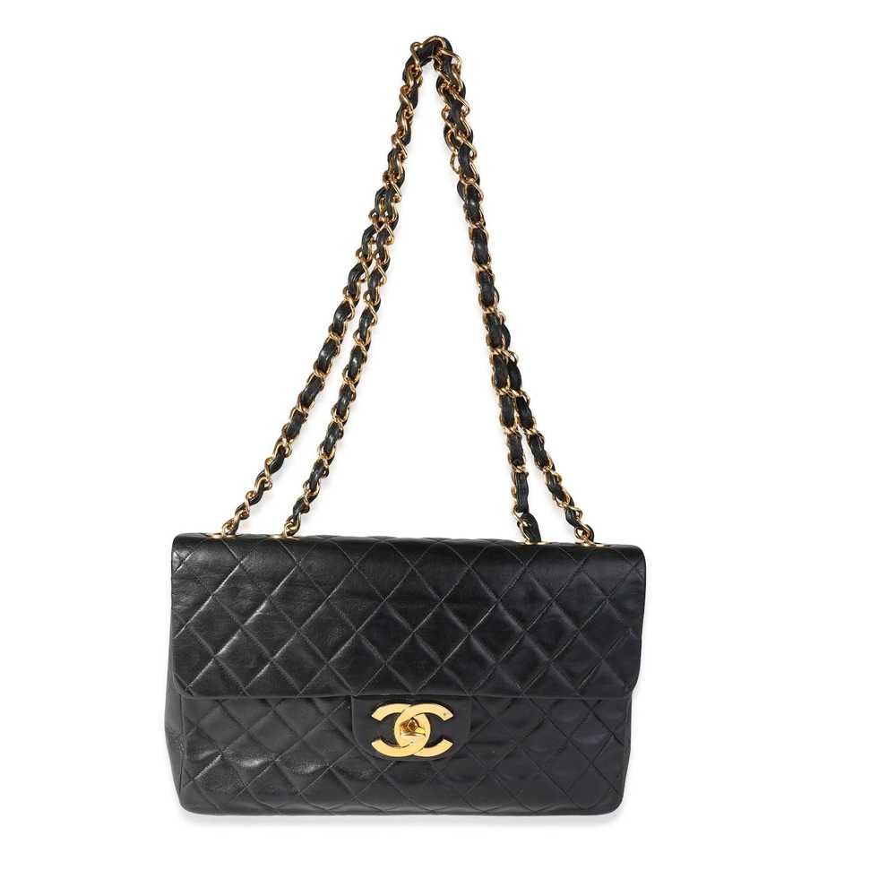 Chanel Chanel Vintage Black Quilted Lambskin XL F… - image 4