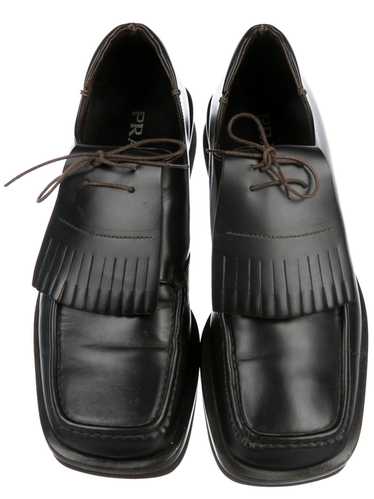 Prada Prada Leather Kiltie Oxford Shoes, Walnut Br