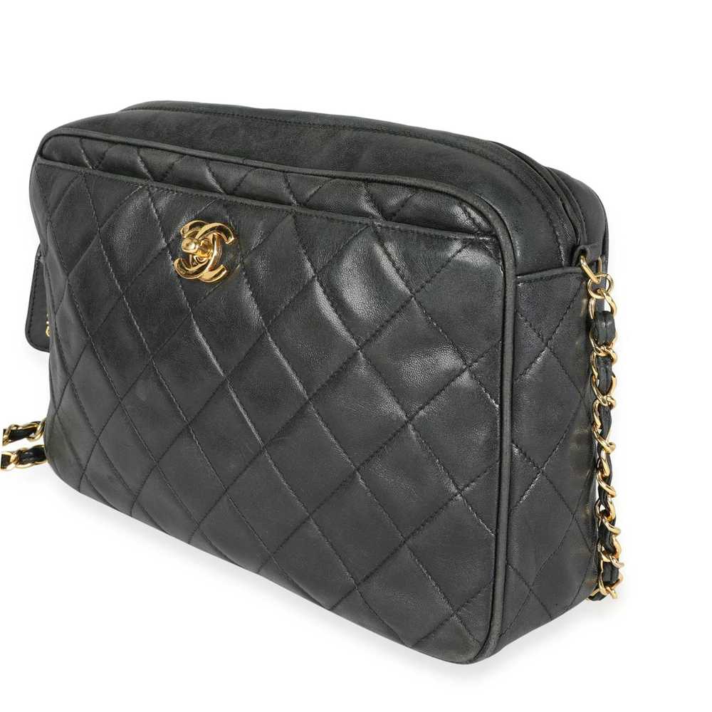 Chanel Chanel Vintage Black Quilted Lambskin Came… - image 2