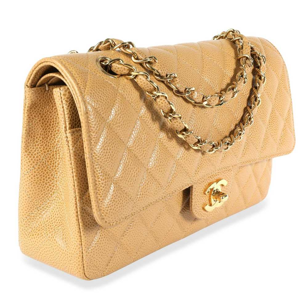 Chanel Chanel Tan Caviar Quilted Classic Medium D… - image 2