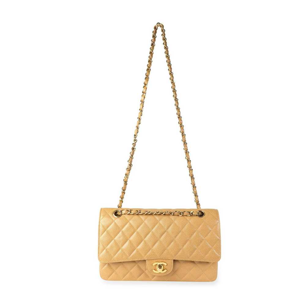 Chanel Chanel Tan Caviar Quilted Classic Medium D… - image 4