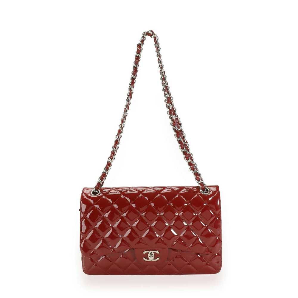 Chanel Chanel Red Quilted Patent Leather Jumbo Cl… - image 4