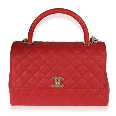Chanel Chanel Red Quilted Caviar Medium Coco Hand… - image 1