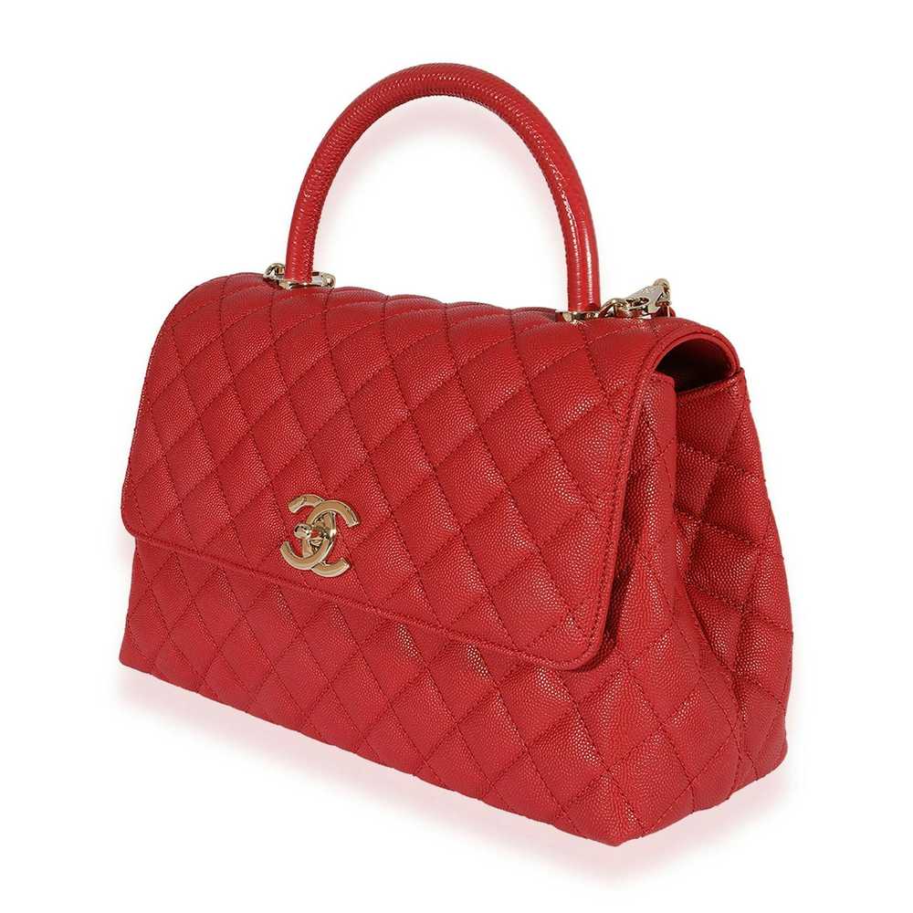 Chanel Chanel Red Quilted Caviar Medium Coco Hand… - image 2