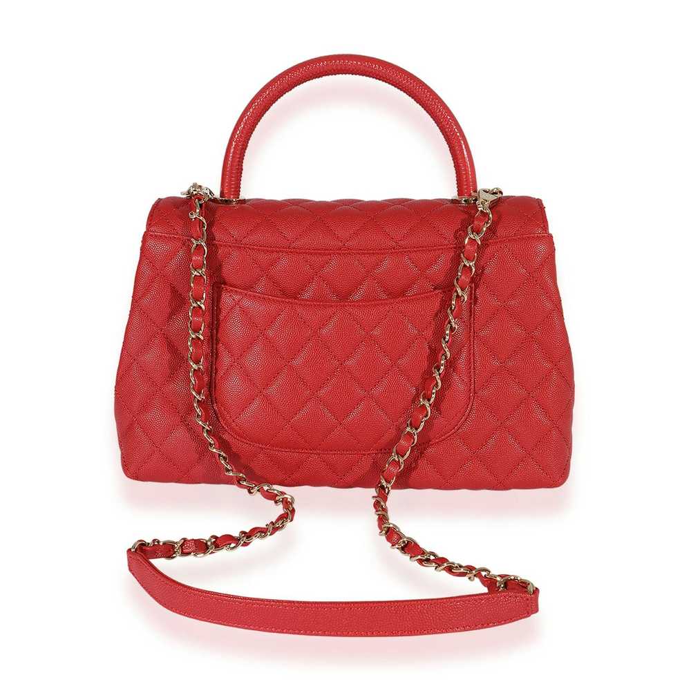 Chanel Chanel Red Quilted Caviar Medium Coco Hand… - image 5