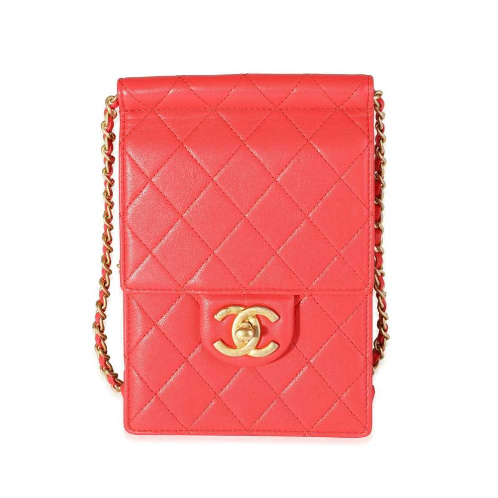 Chanel Chanel Red Quilted Calfskin Pearl Clutch o… - image 1