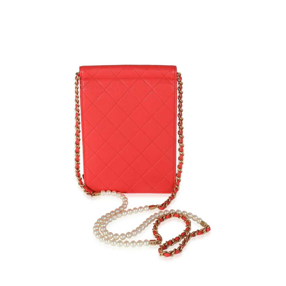 Chanel Chanel Red Quilted Calfskin Pearl Clutch o… - image 3