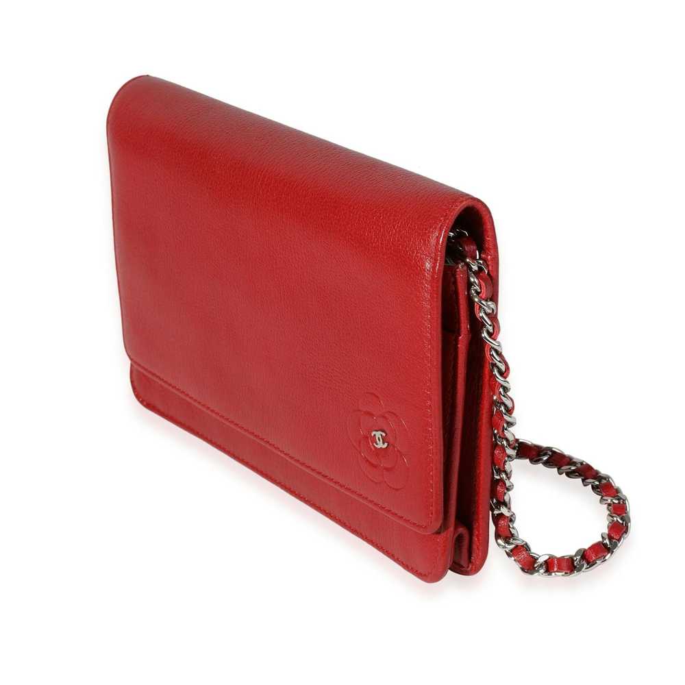 Chanel Chanel Red Grained Leather Camellia Wallet… - image 2