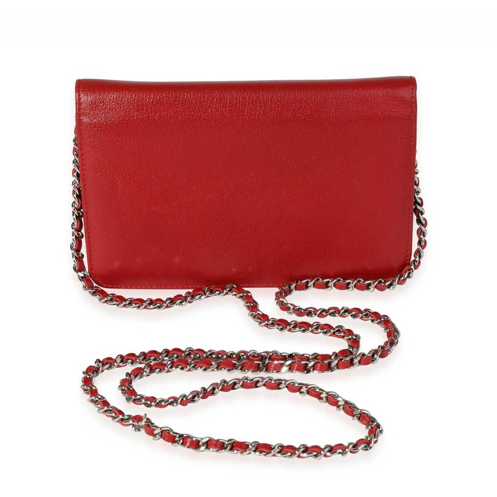 Chanel Chanel Red Grained Leather Camellia Wallet… - image 3
