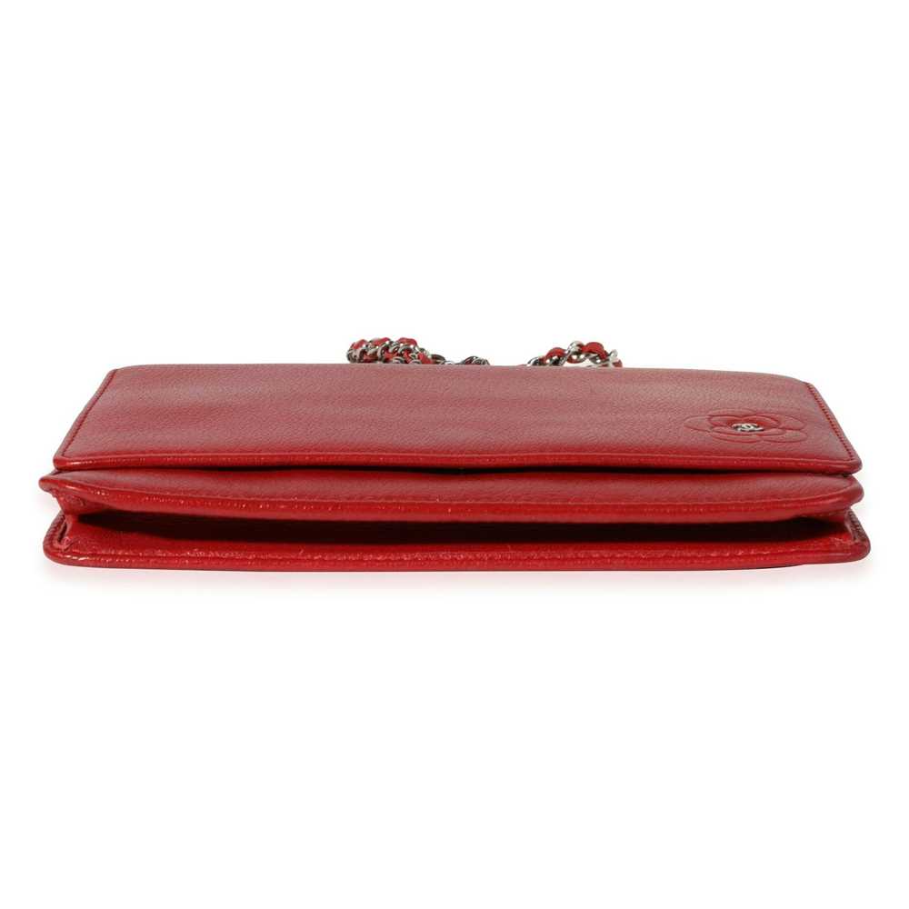 Chanel Chanel Red Grained Leather Camellia Wallet… - image 5