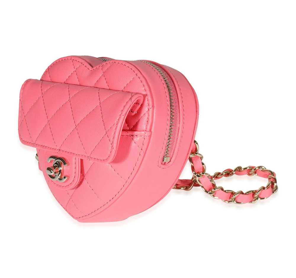 Chanel Chanel Pink Quilted Lambskin Heart Belt Bag - image 2