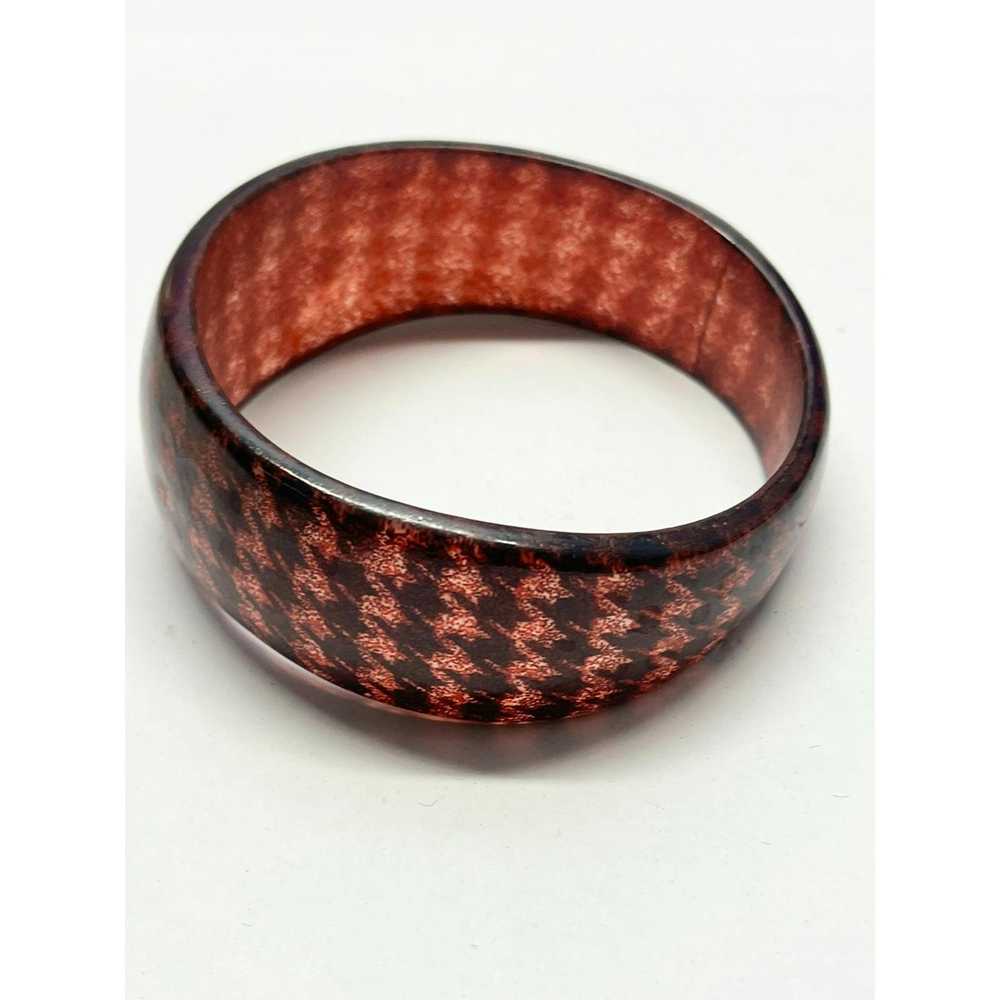 Vintage Vintage houndstooth plaid glitter bangle … - image 2