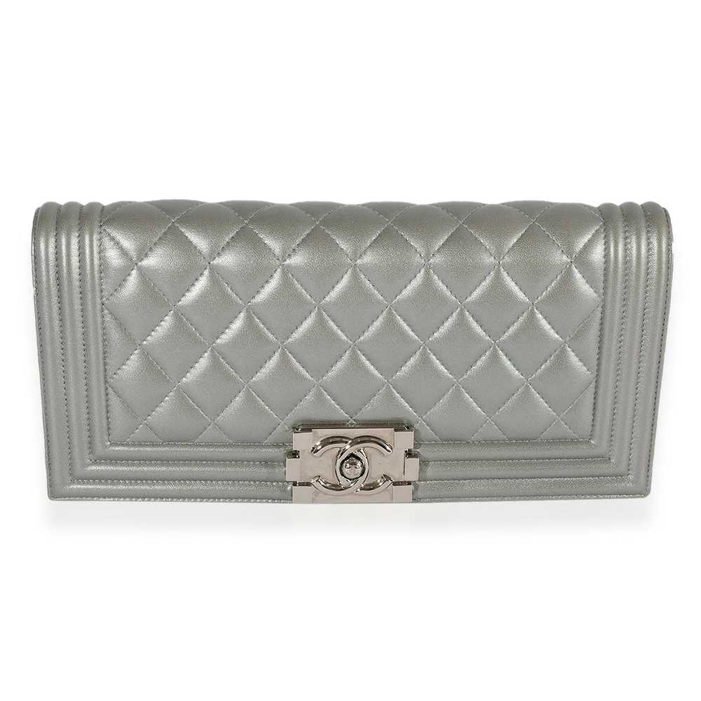 Chanel Chanel Metallic Silver Quilted Lambskin Bo… - image 1