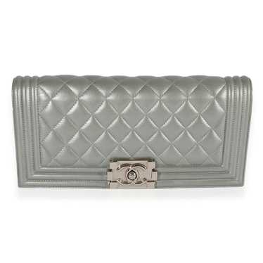 Chanel Chanel Metallic Silver Quilted Lambskin Bo… - image 1