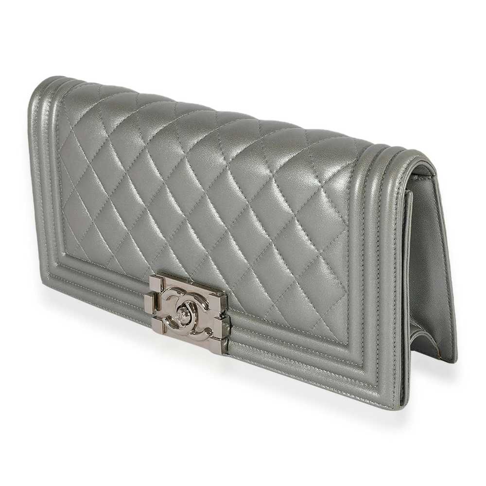 Chanel Chanel Metallic Silver Quilted Lambskin Bo… - image 2