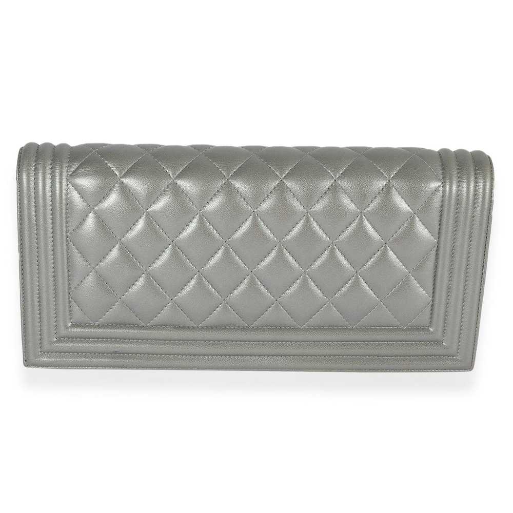 Chanel Chanel Metallic Silver Quilted Lambskin Bo… - image 3