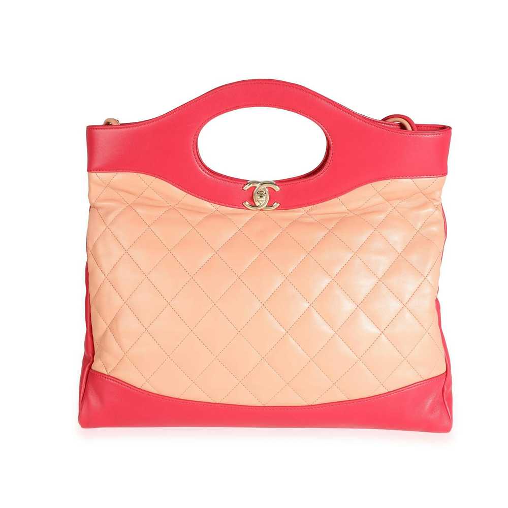 Chanel Chanel Peach & Light Red Quilted Calfskin … - image 1