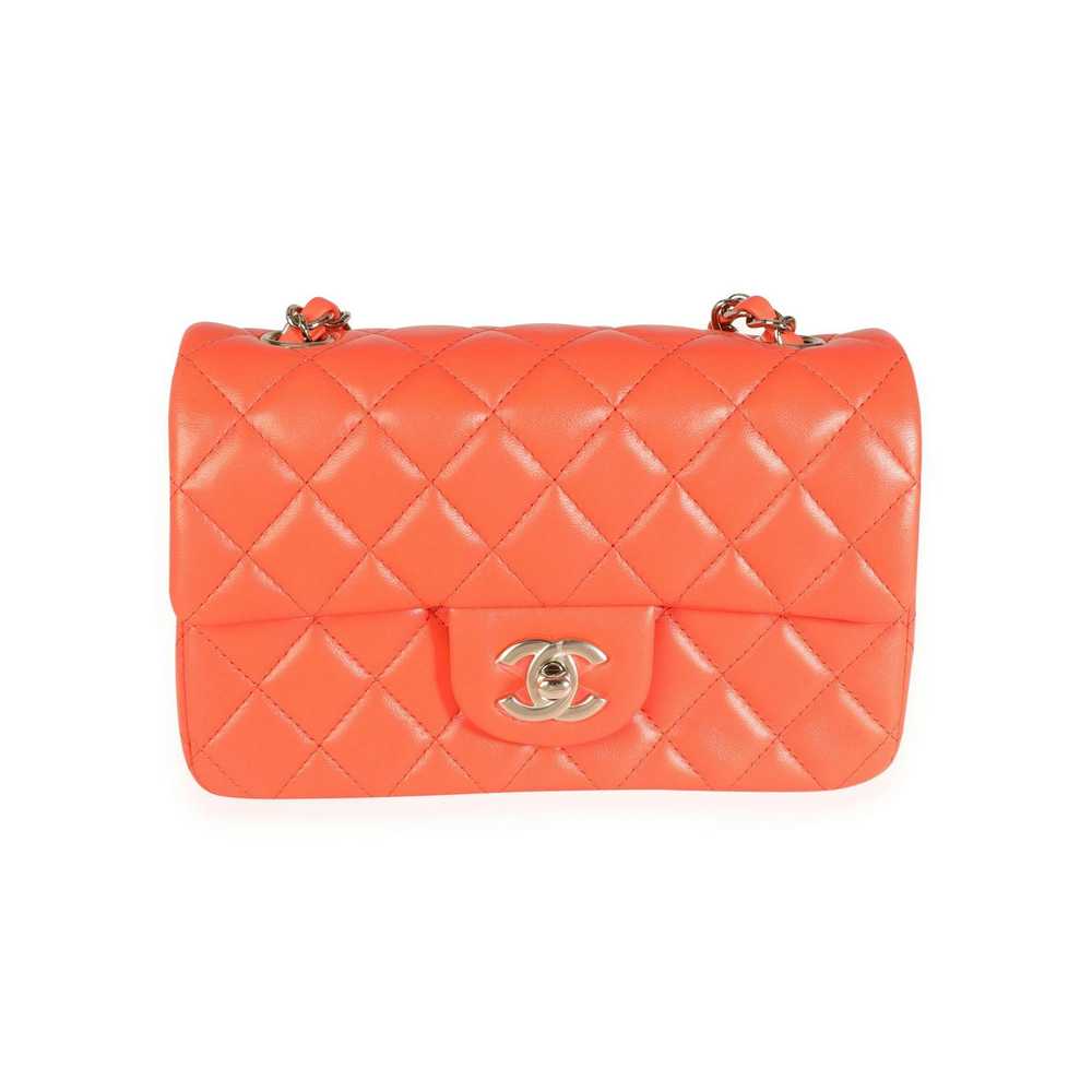 Chanel Chanel Orange Quilted Lambskin Classic Min… - image 2