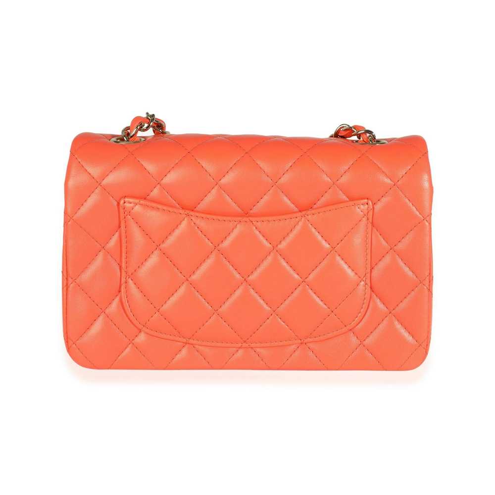 Chanel Chanel Orange Quilted Lambskin Classic Min… - image 3