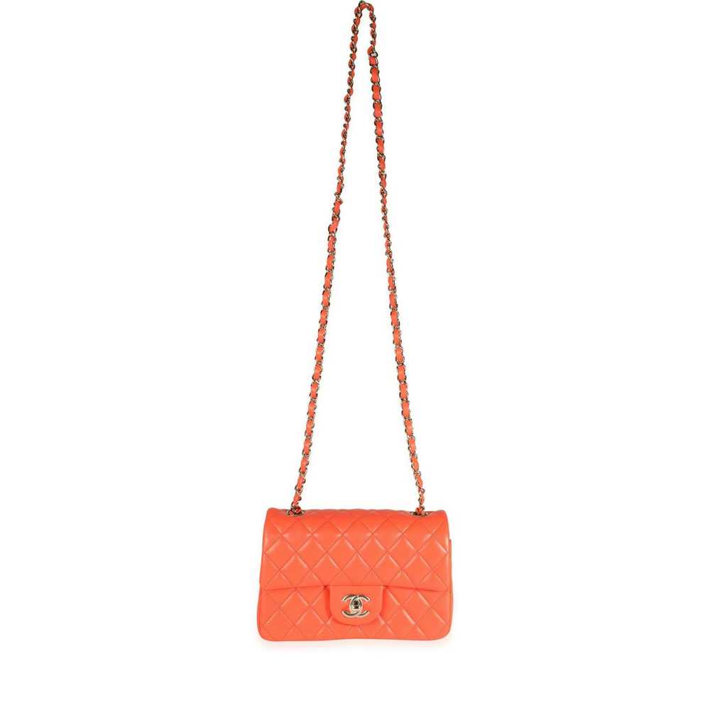 Chanel Chanel Orange Quilted Lambskin Classic Min… - image 4