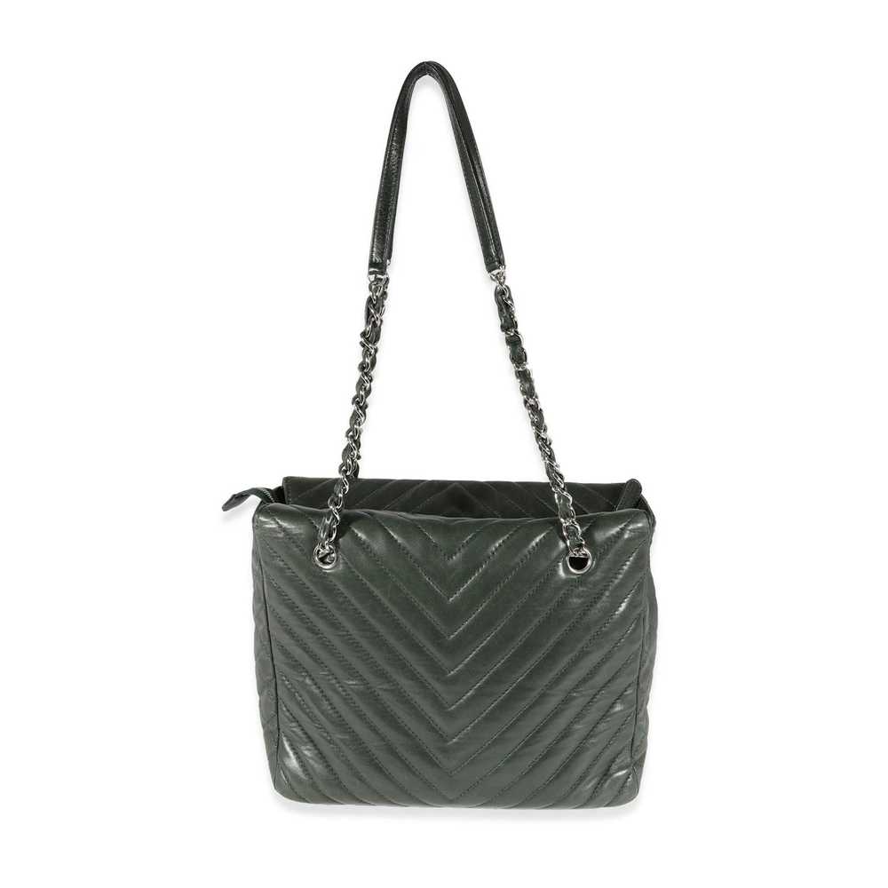 Chanel Chanel Olive Green Chevron Quilted Lambski… - image 3