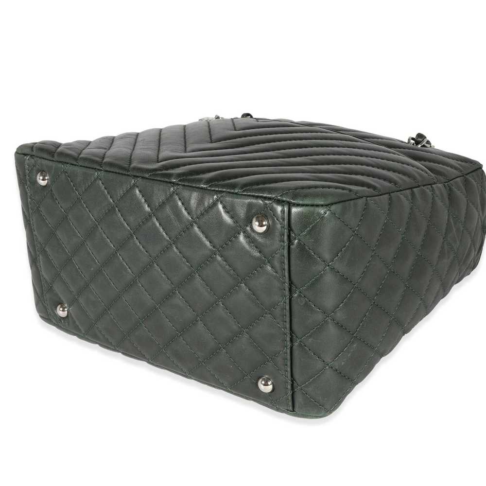 Chanel Chanel Olive Green Chevron Quilted Lambski… - image 7