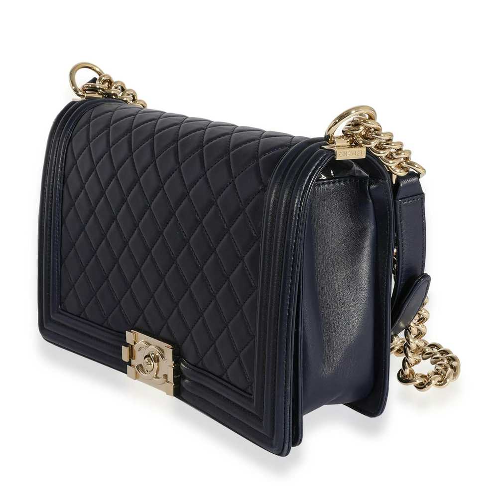 Chanel Chanel Navy Quilted Lambskin Large Boy Bag - image 2