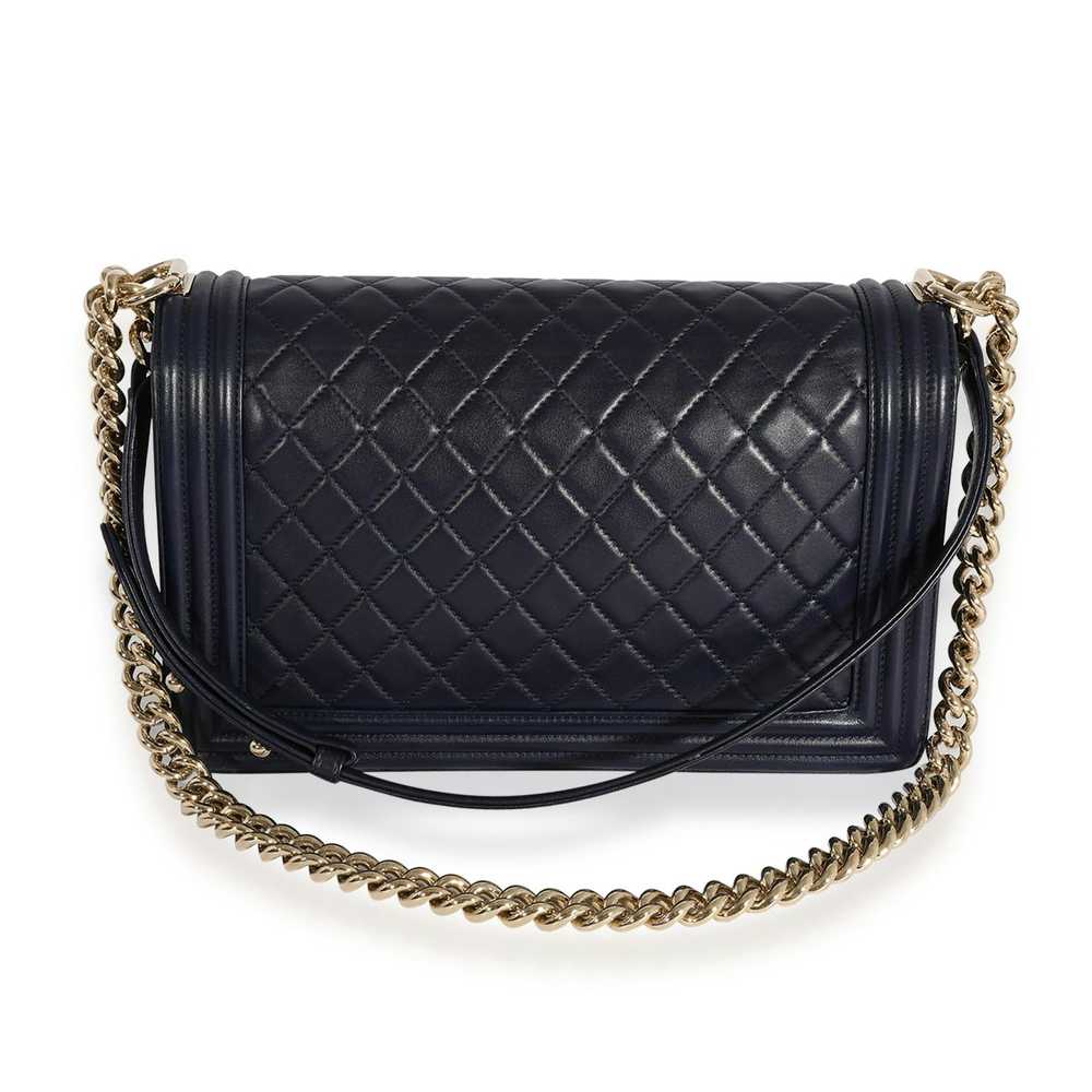 Chanel Chanel Navy Quilted Lambskin Large Boy Bag - image 4