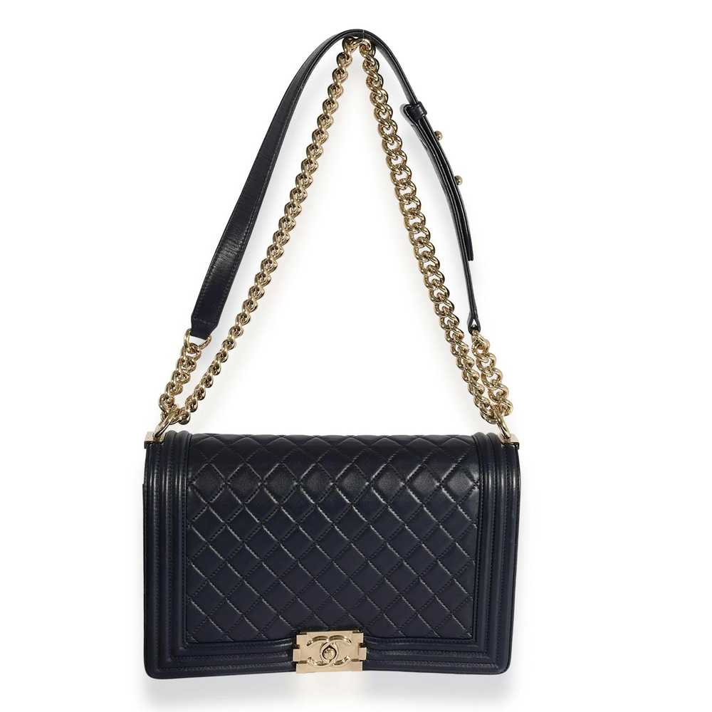 Chanel Chanel Navy Quilted Lambskin Large Boy Bag - image 6