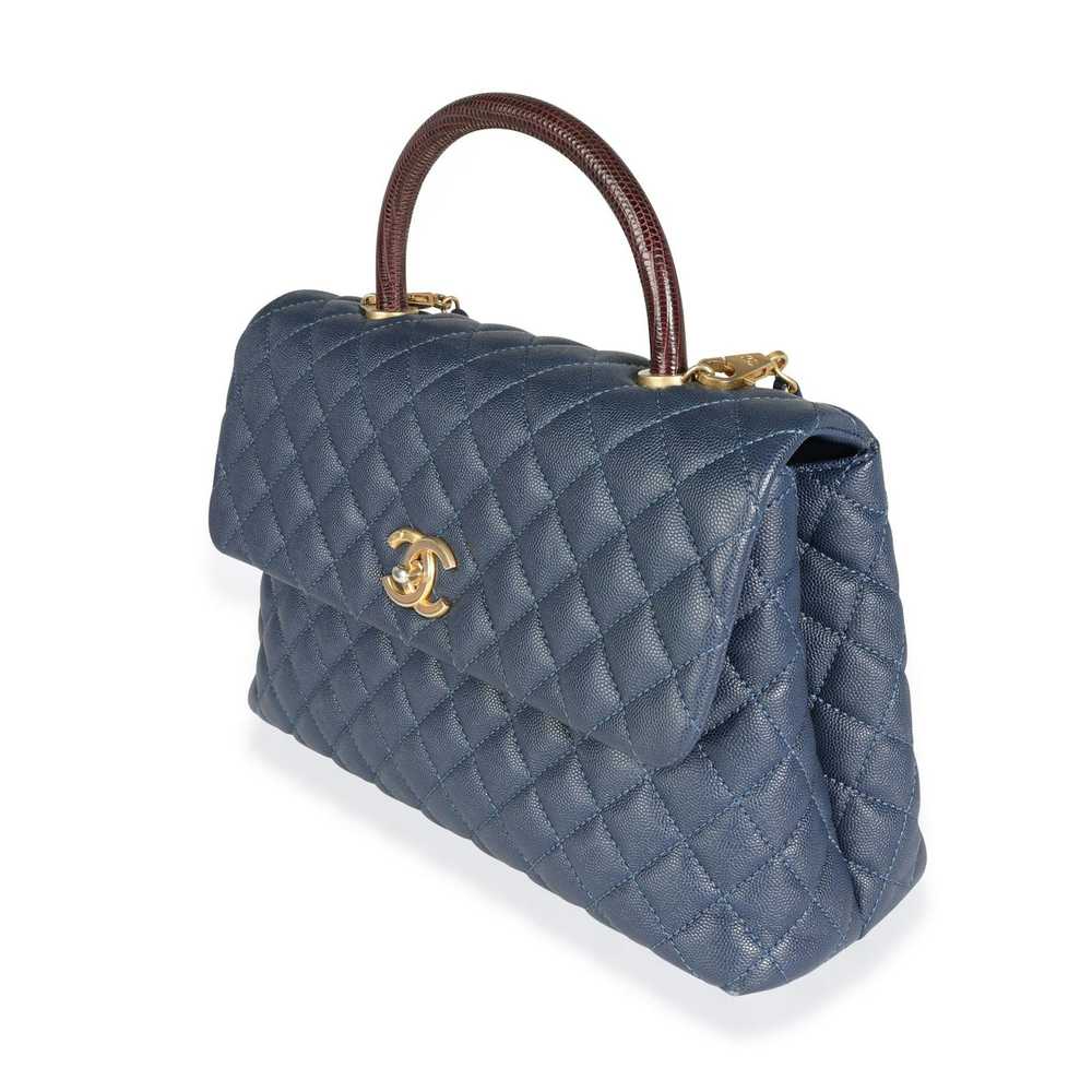 Chanel Chanel Navy Quilted Caviar & Brown Lizard … - image 2