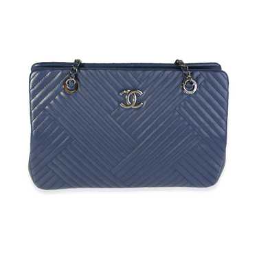 Chanel Chanel Navy Chevron Lambskin CC Crossing S… - image 1