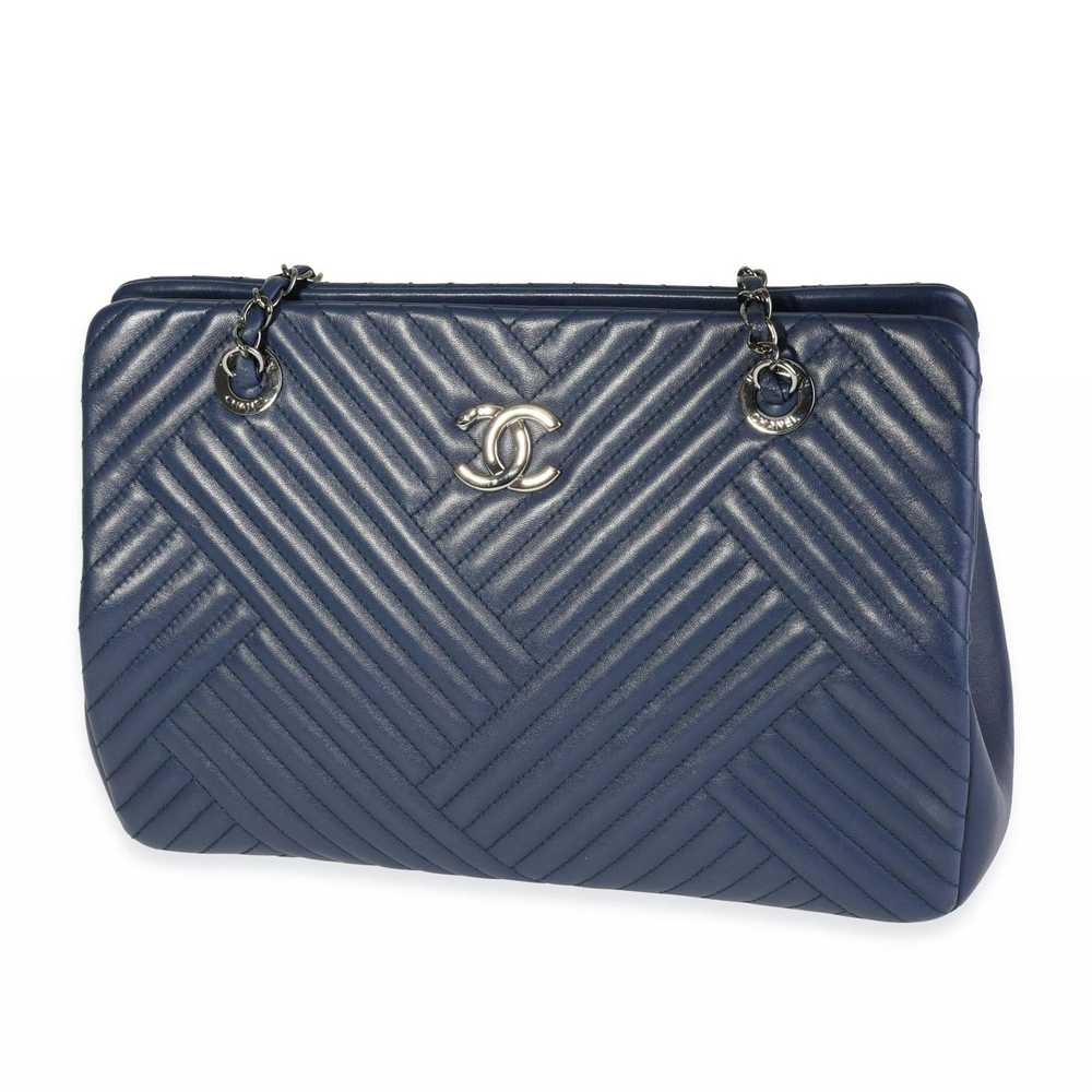 Chanel Chanel Navy Chevron Lambskin CC Crossing S… - image 2