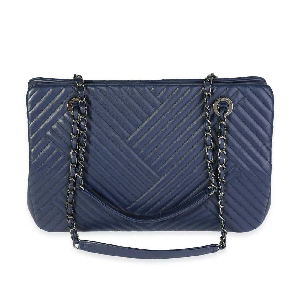 Chanel Chanel Navy Chevron Lambskin CC Crossing S… - image 3