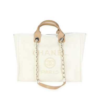 Chanel Chanel Natural Canvas and Tan Leather Large