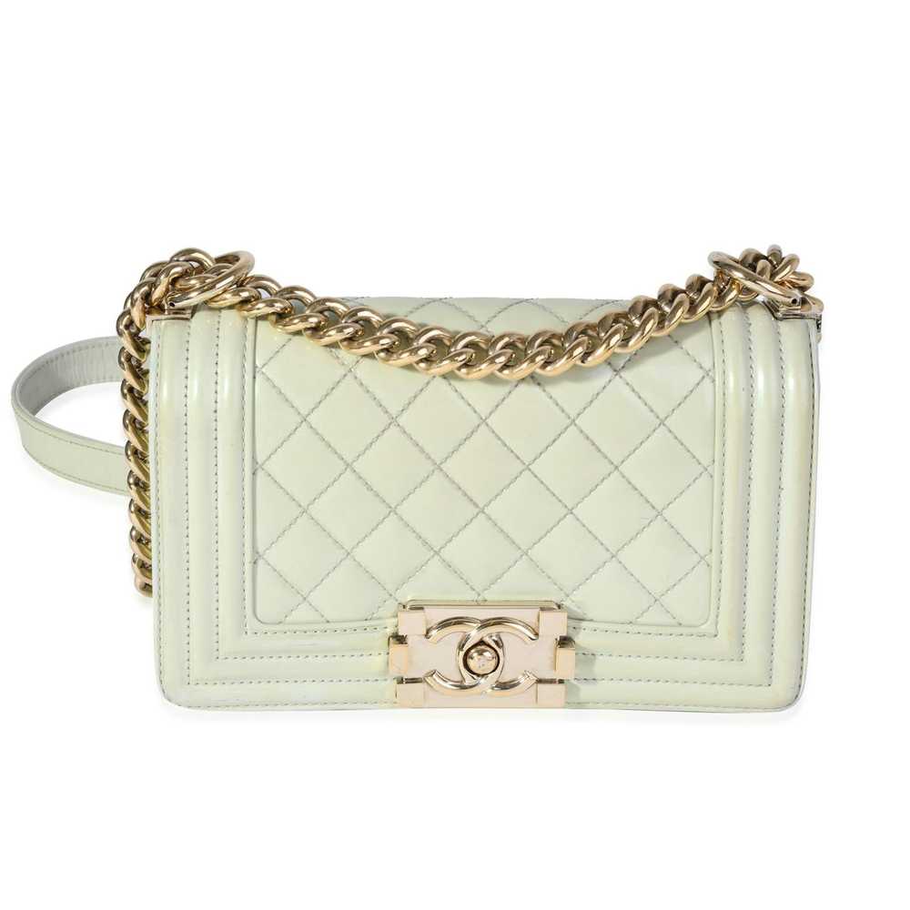 Chanel Chanel Light Green Quilted Patent Leather … - image 1