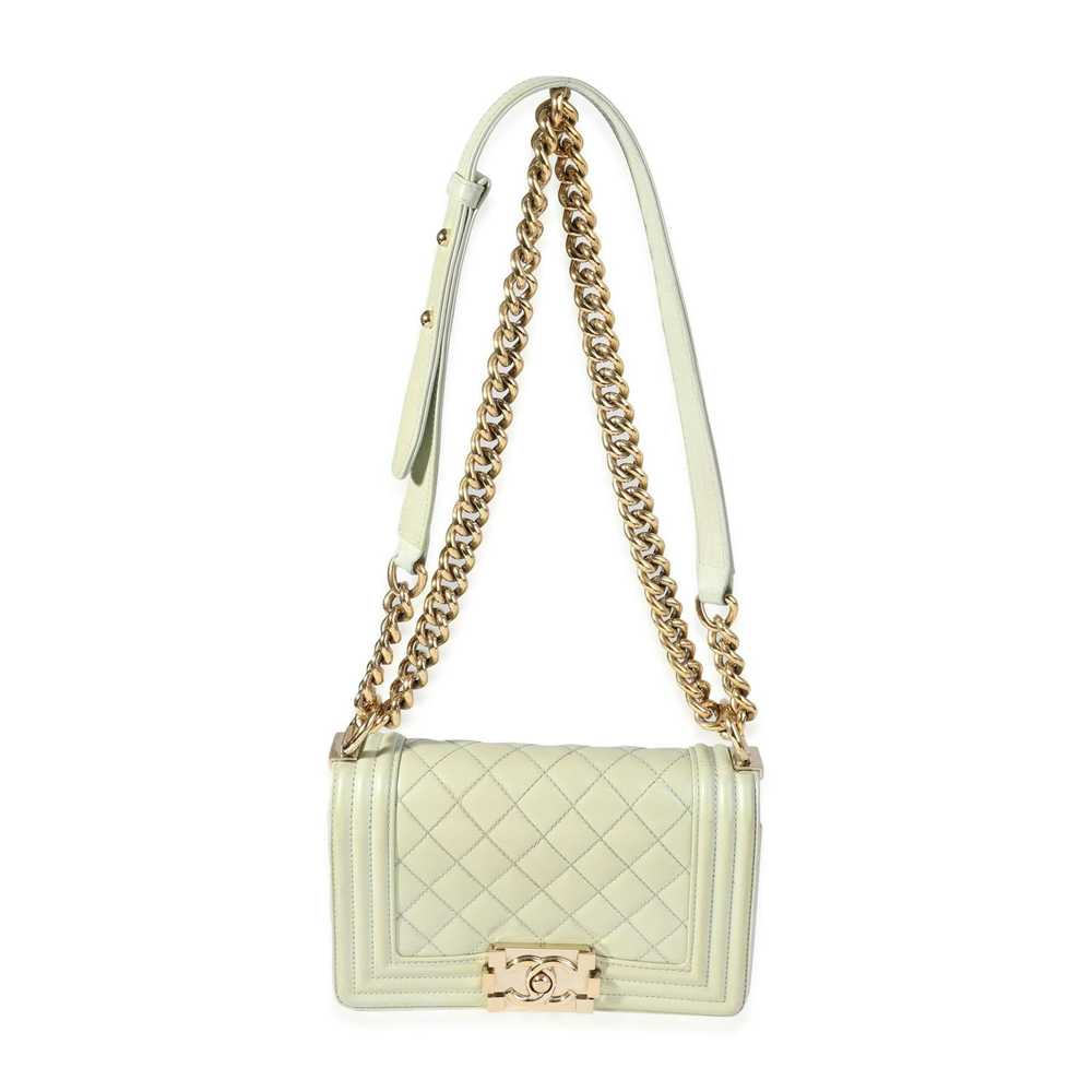 Chanel Chanel Light Green Quilted Patent Leather … - image 5