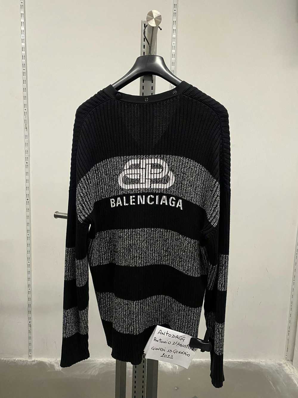 Balenciaga Balenciaga Black Logo Back Stripe Rib … - image 2