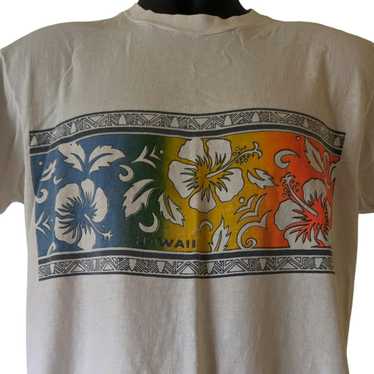 Hanes Hawaii Vintage 70s Graphic Tshirt Hibiscus … - image 1