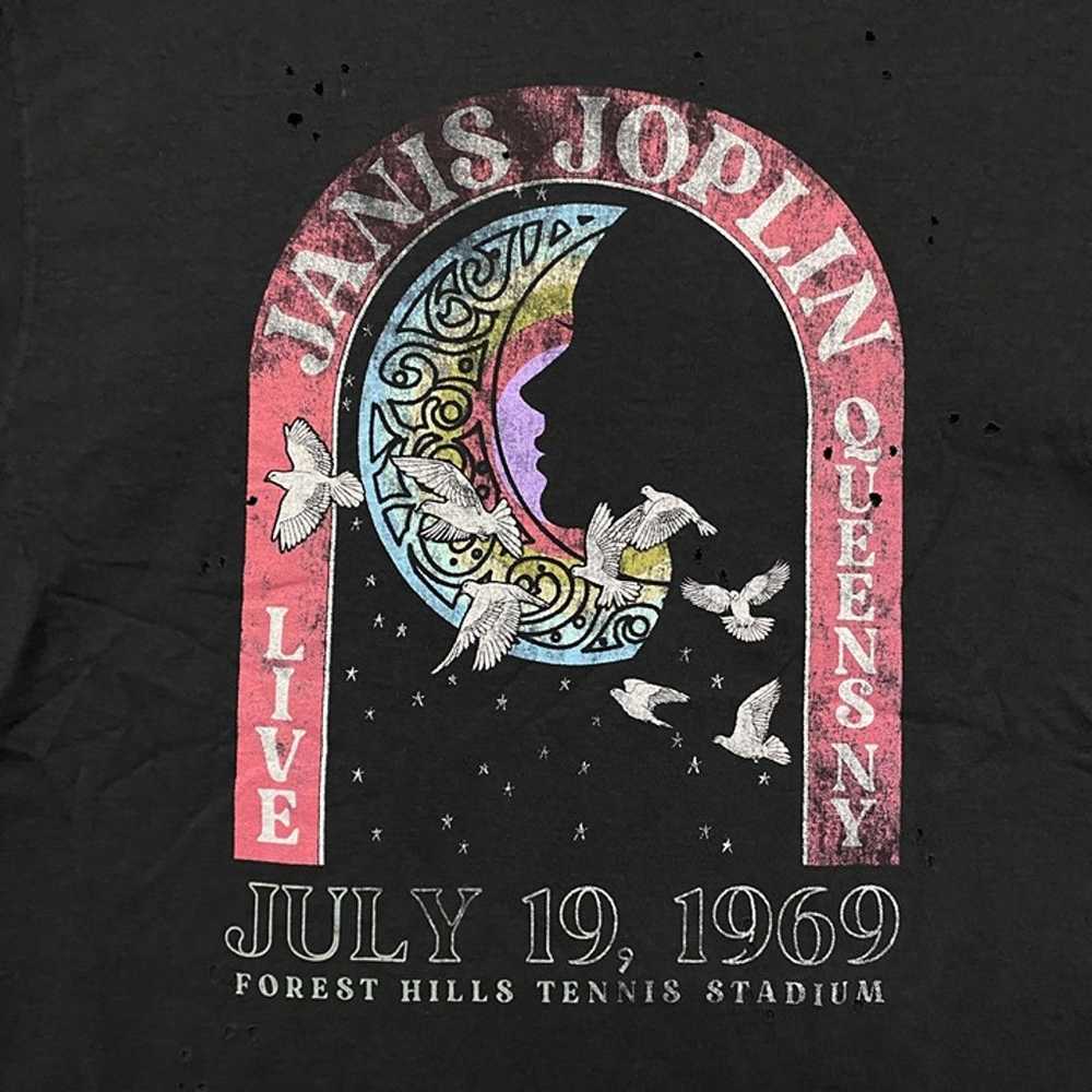 Janis Joplin Rock Distressed T-shirt Size S/M - image 2