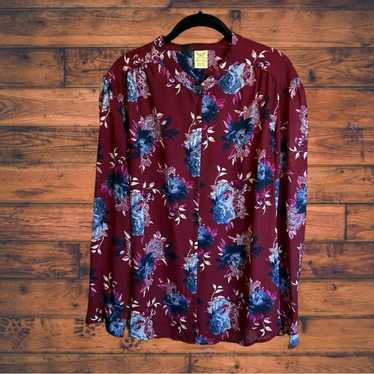 Faded Glory XXL (20) Faded Glory Maroon Floral Lo… - image 1