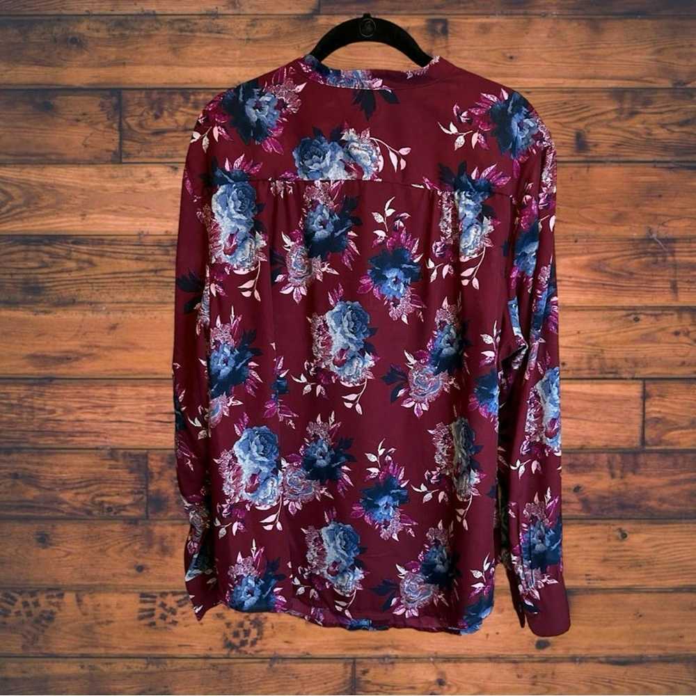 Faded Glory XXL (20) Faded Glory Maroon Floral Lo… - image 2