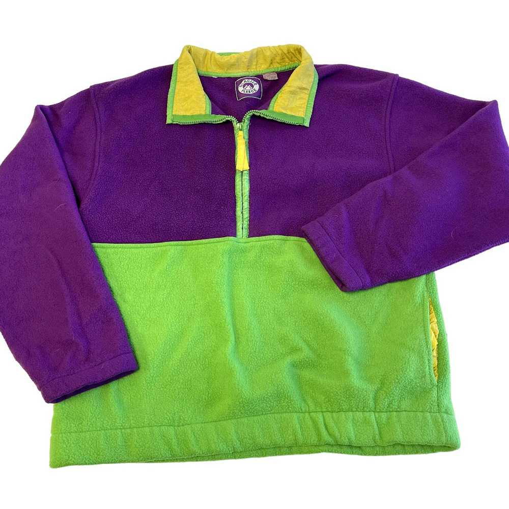 Unkwn 90's Glacier Fleece COLORBLOCK Purple Green… - image 1