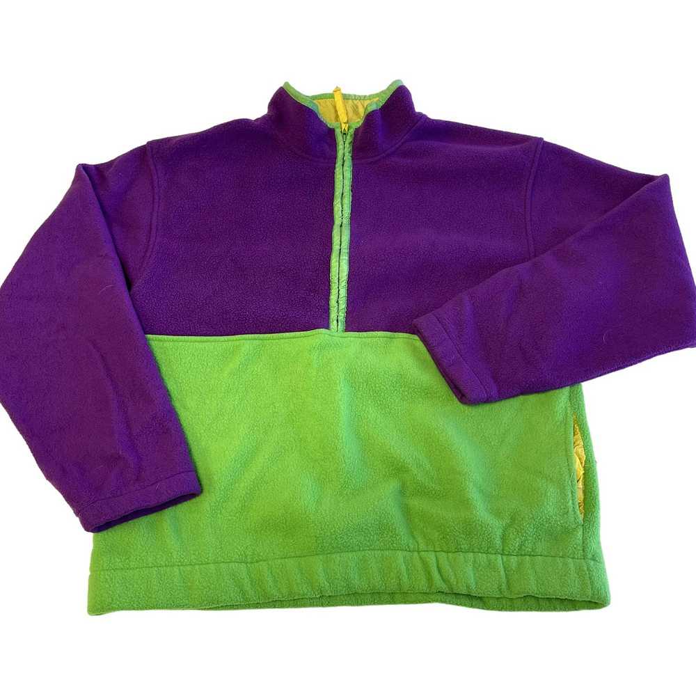 Unkwn 90's Glacier Fleece COLORBLOCK Purple Green… - image 3