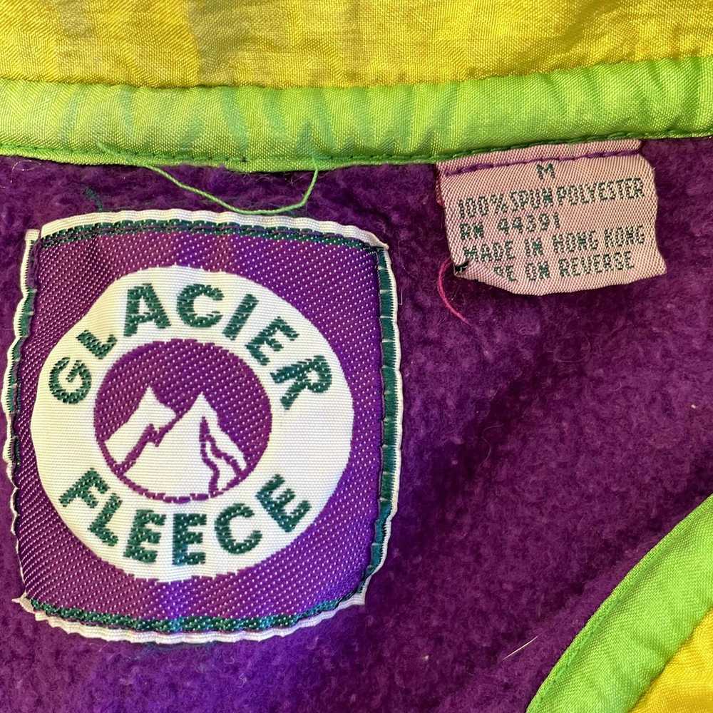 Unkwn 90's Glacier Fleece COLORBLOCK Purple Green… - image 5